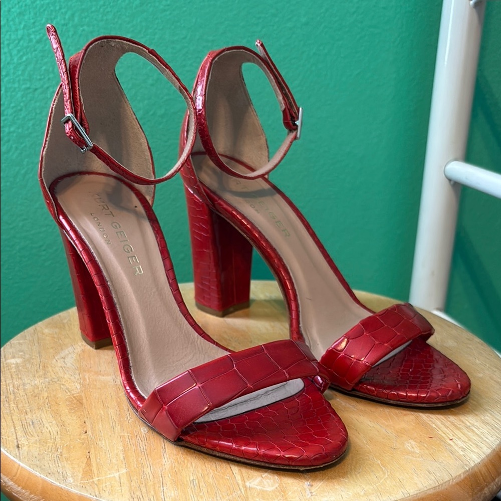 Kurt Geiger Red Croc-Embossed Women's Heels